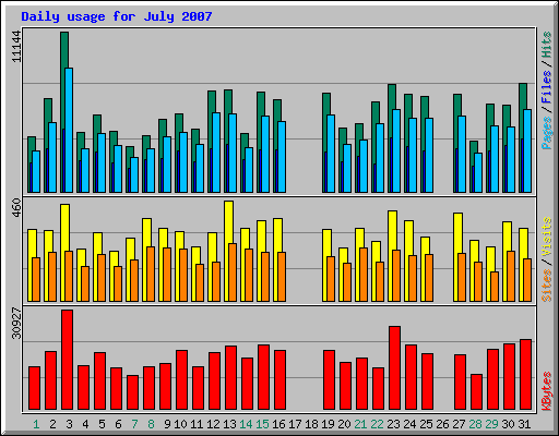 Daily usage for July 2007