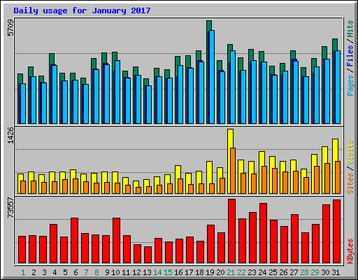 Daily usage for January 2017