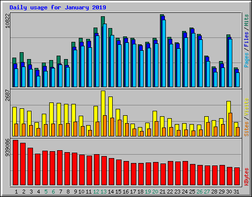 Daily usage for January 2019