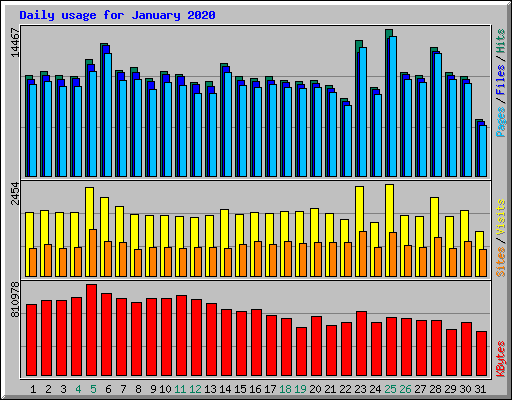 Daily usage for January 2020