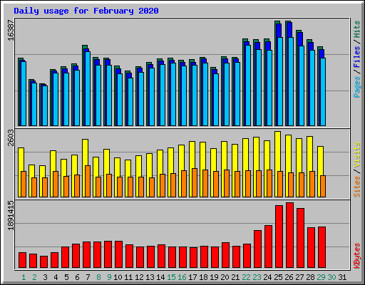 Daily usage for February 2020