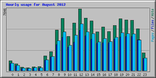 Hourly usage for August 2012