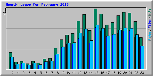 Hourly usage for February 2013