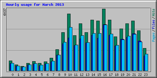 Hourly usage for March 2013