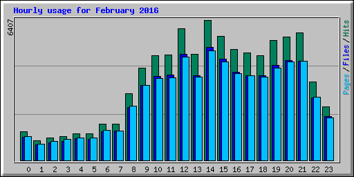 Hourly usage for February 2016